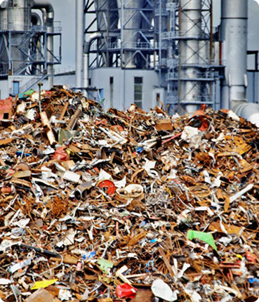 A pile of industrial scrap metal representing recycling and the circular economy.